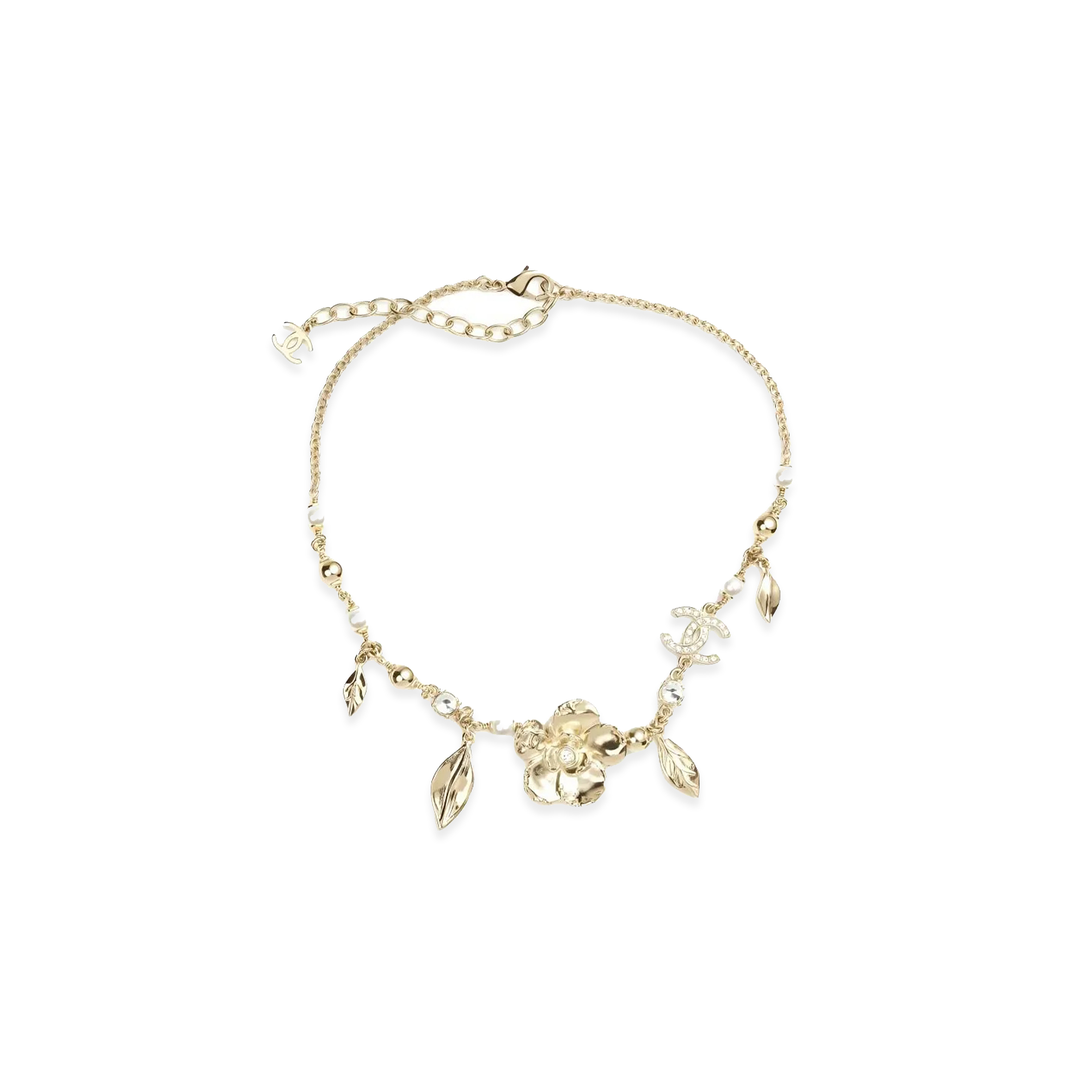 Ch*el floral leaf pendant necklace abe307